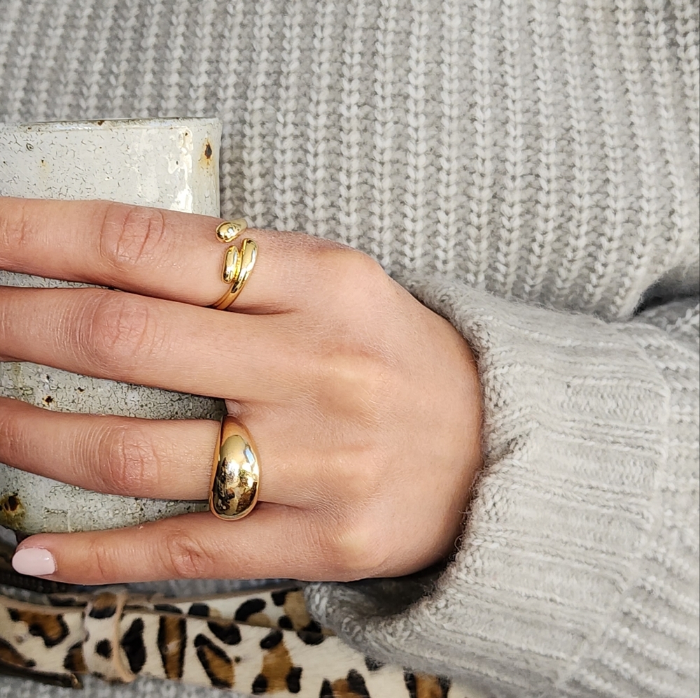 Size 9 Womens Gold Plated Dome Ring Jewelry Retro Smooth Surface - Picture 4 of 12